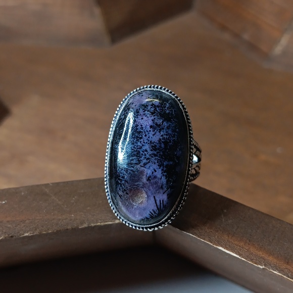 Hand Crafted Jewelry - Hand Crafted Purple Cheroite Stone Ring Size 9.5 Marked 925